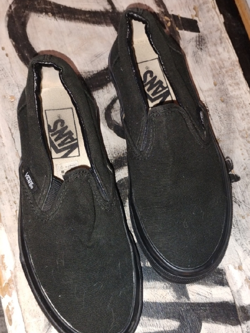 Vans Black Canvas Slip-On Loafers